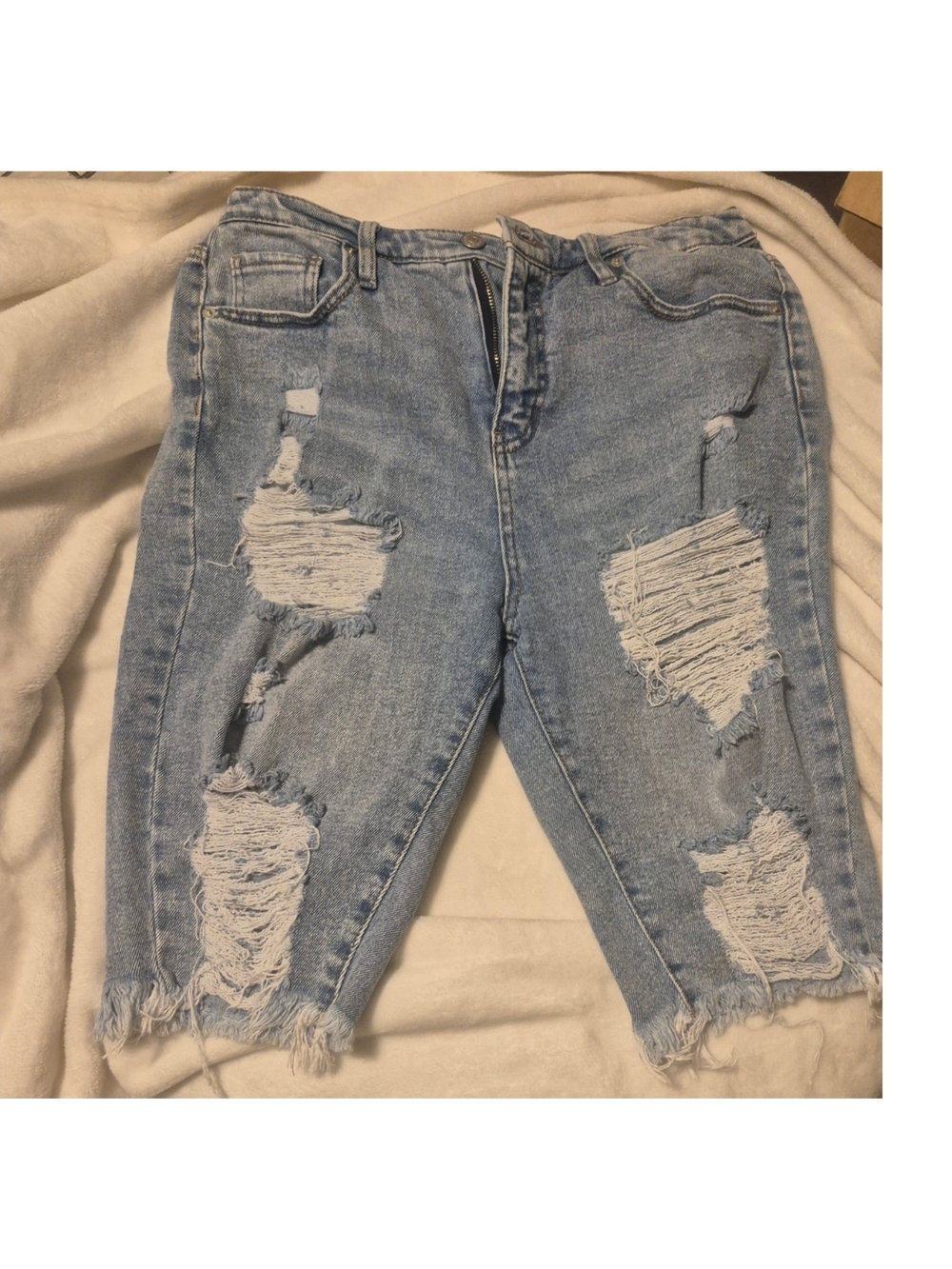wild fable Light Blue Distressed Cropped Denim Shorts